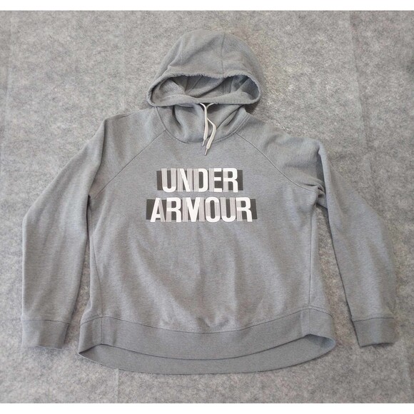 Under Armour Hoodie Sweatshirt Gray Cropped Long Sleeve Lightweight Womens SZ L - Picture 1 of 5